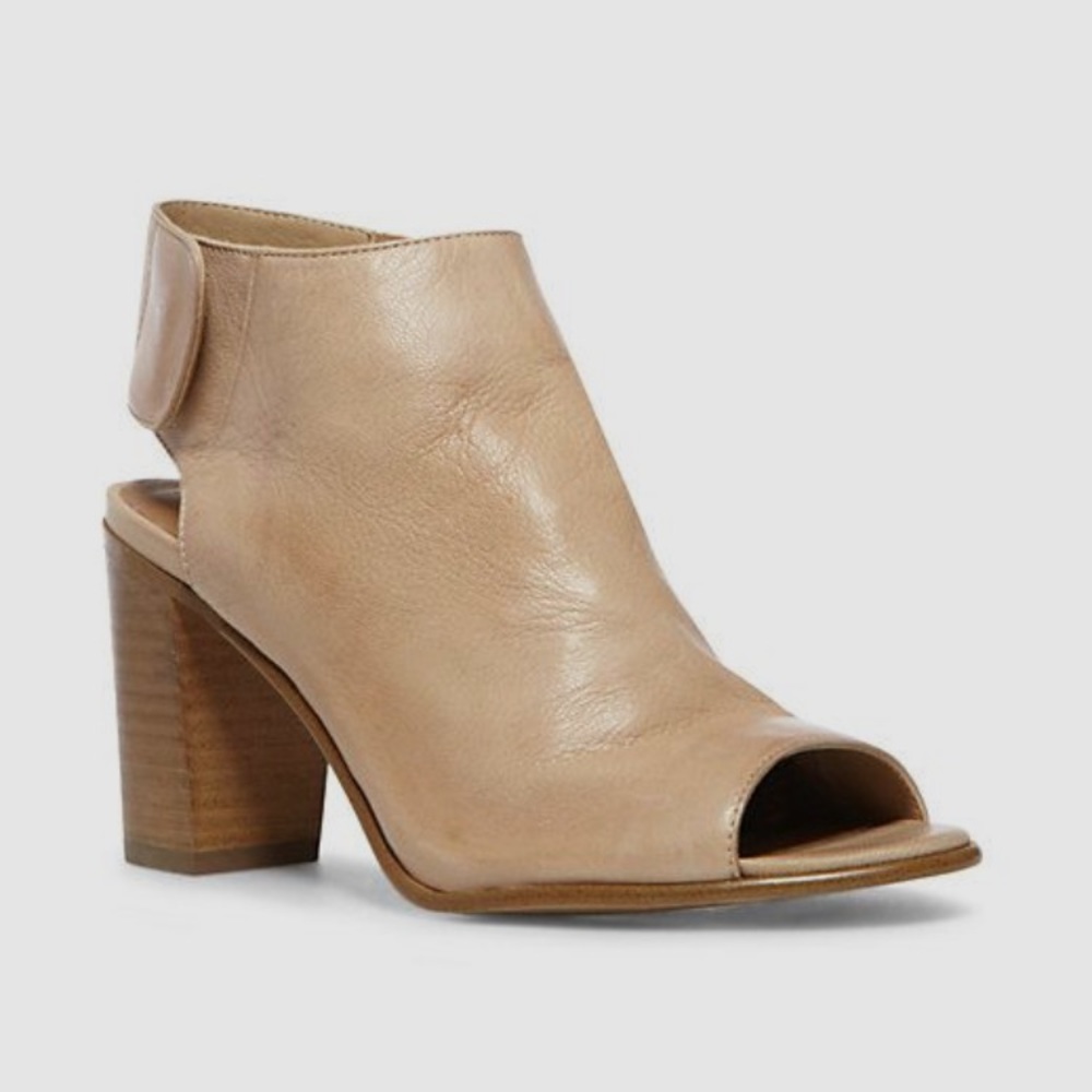 Peep toe leather boots